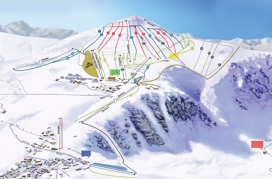 Mapa de las pistas en El Colorado, Chile